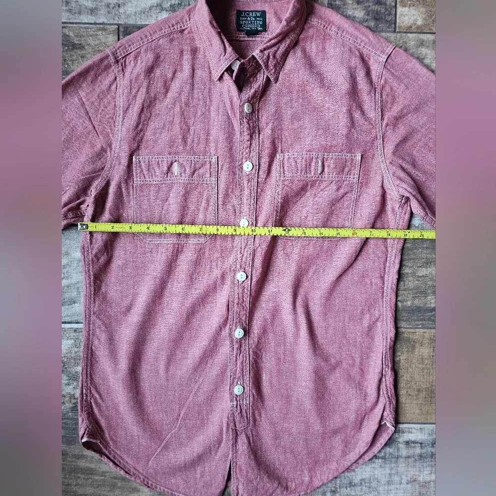 J.Crew Sporting Goods Light Red Button Down Shirt, Small Chambray Workwear EUC